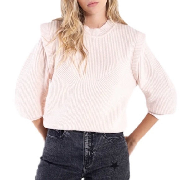 NAF NAF Paris pale pink statement shoulder oversized pullover sweater 1 Small - Picture 3 of 13